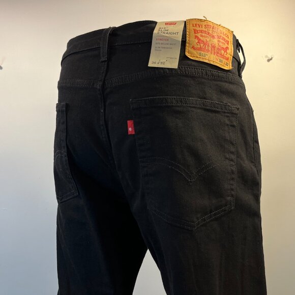 M101 Levi's Men's Black 513 Slim Straight Jeans - Size 36 x 32 - NWT $69.50 - Picture 4 of 7